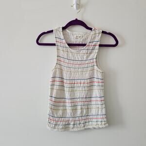 MADEWELL Rainbow Stitch Smocked Tank Top Size XS